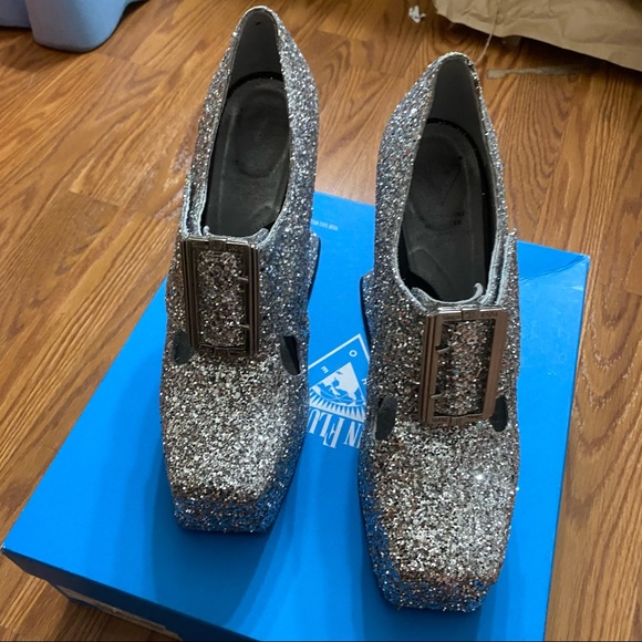 John Fluevog lady keir glitter platforms size 8 like new - Picture 5 of 7
